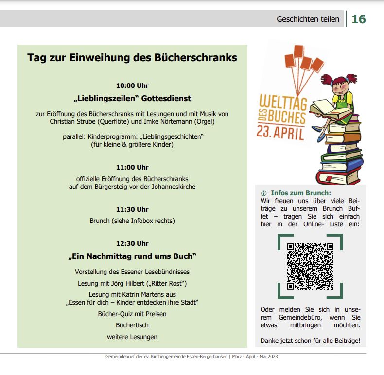 Welttag des Buches Gemeinde Bergerhausen